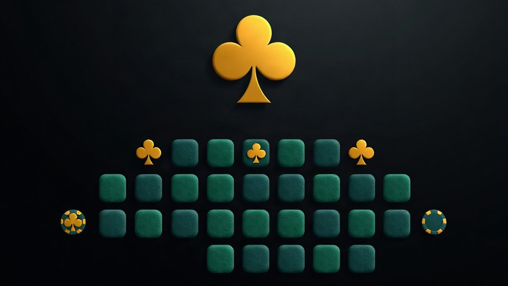 Strategy chart mosaic of green tiles and a gold club, illustrating blackjack basic strategy