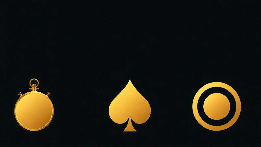Gold stopwatch, spade and target in a row, illustrating blackjack training drills