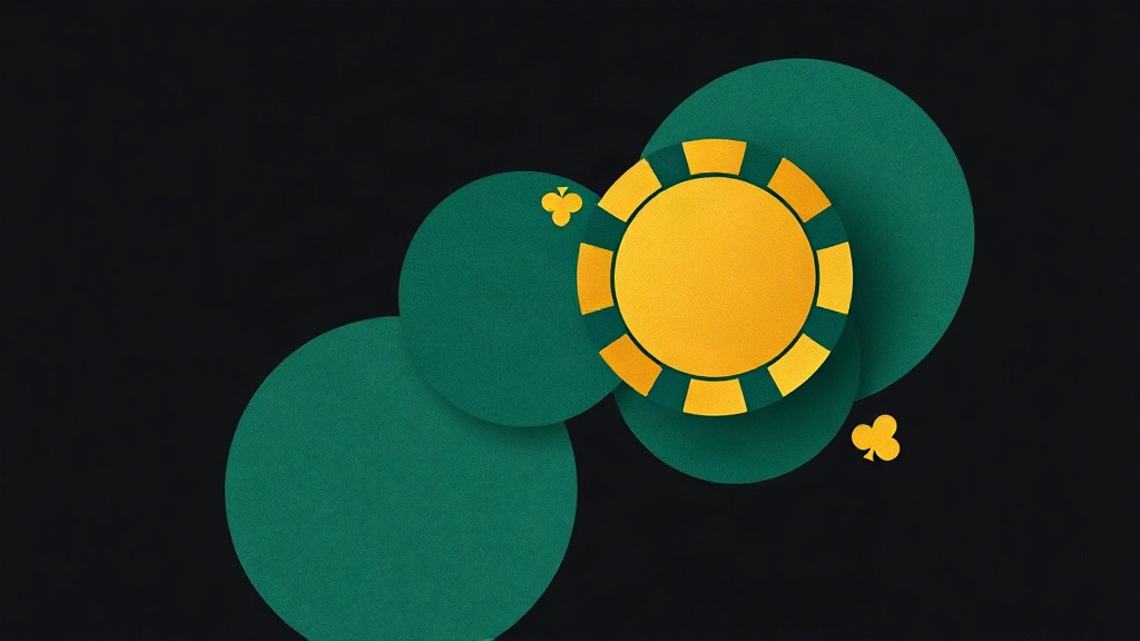 Overlapping green circles with a gold poker chip, illustrating blackjack odds and probability