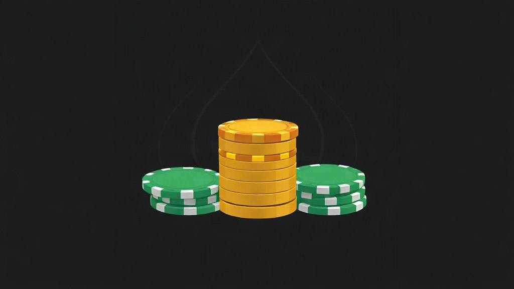 Central gold chip stack flanked by smaller green side stacks, illustrating the house edge on blackjack side bets