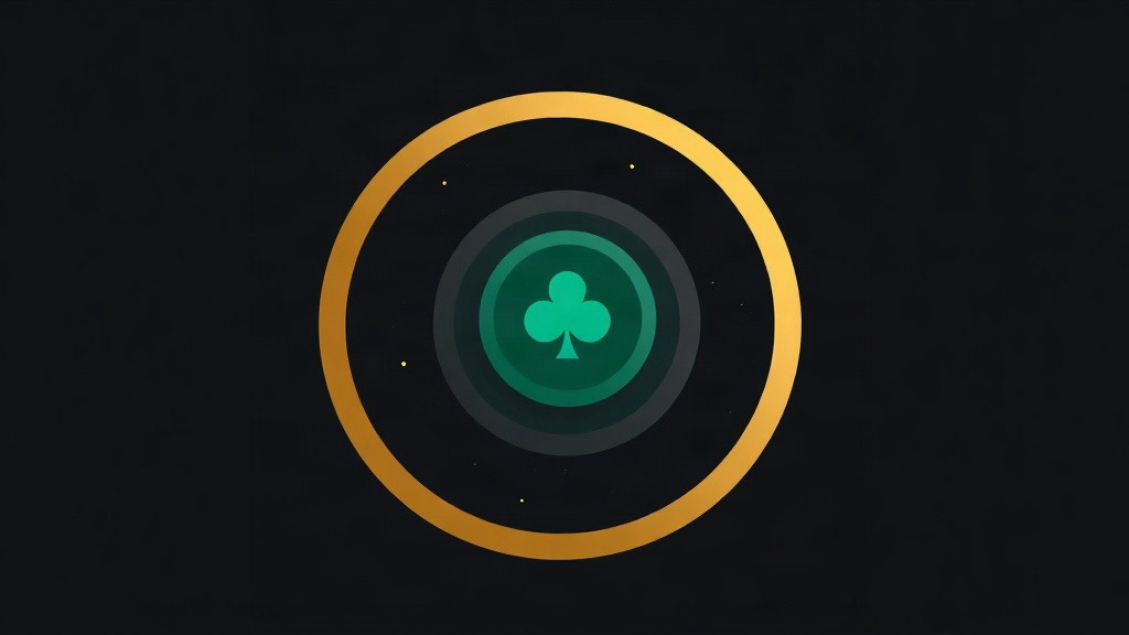 Teal club chip in concentric rings with a gold orbit, illustrating a blackjack simulator session