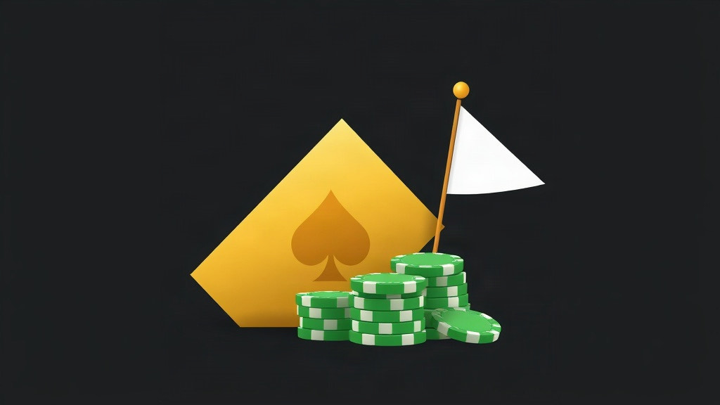 Gold card shape with a spade, a small white flag and green chips, illustrating the blackjack surrender rule