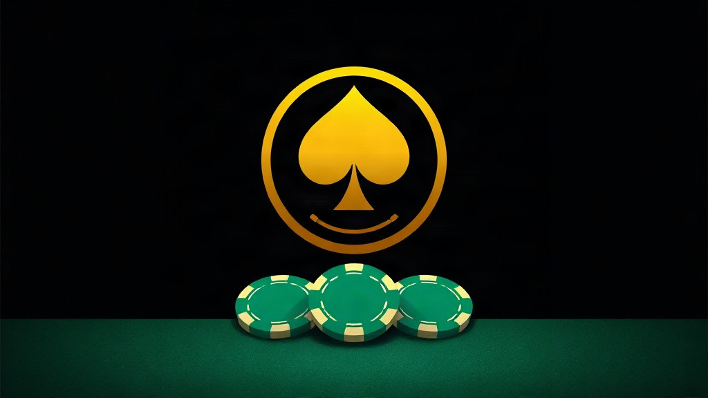 Gold spade glyph inside concentric rings above a row of poker chips, illustrating the history of card counting