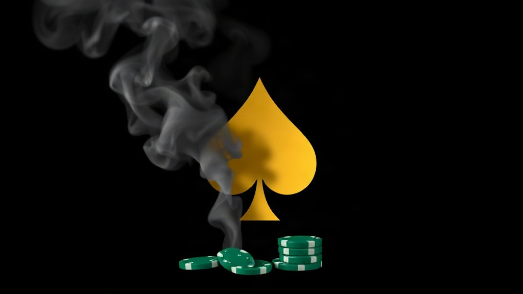 Grey smoke clearing to reveal a crisp gold spade symbol above green chips, illustrating card counting myths giving way to facts