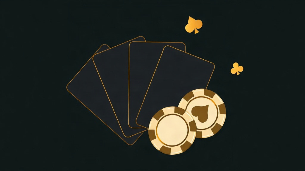 Fanned blank dark cards with gold suit glyphs and chips, illustrating composition-dependent blackjack strategy