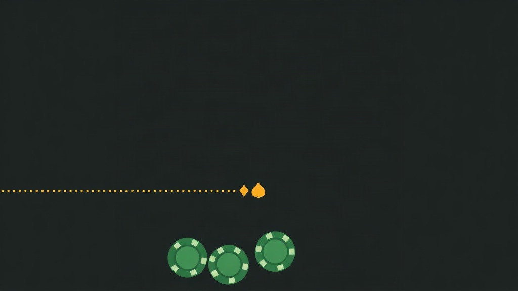 A dotted gold line running across dark felt and stopping at two suit symbols, illustrating what happens when a card counter loses the count
