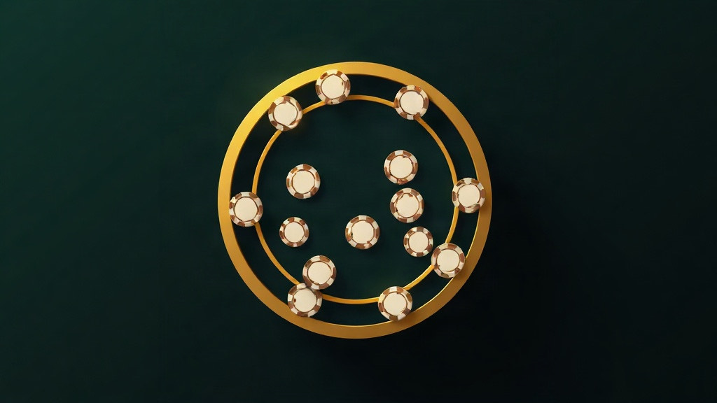Chips cycling inside a gold ring, illustrating a continuous shuffling machine in blackjack