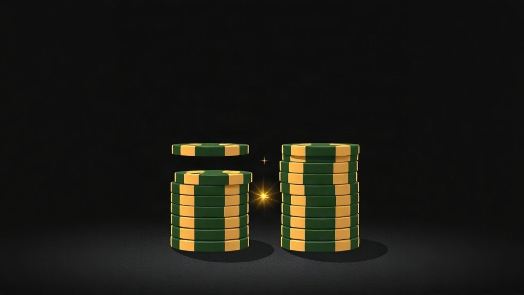 Two chip stacks each crowned with an extra chip, illustrating the double after split rule in blackjack