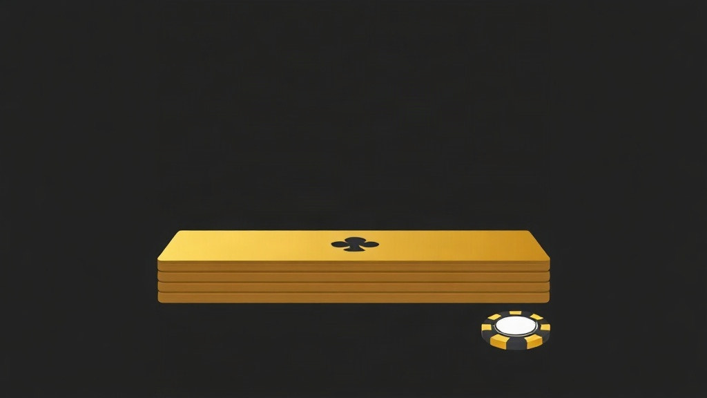 Stack of gold cards seen edge on beside a poker chip, illustrating deck penetration and cut card placement in blackjack