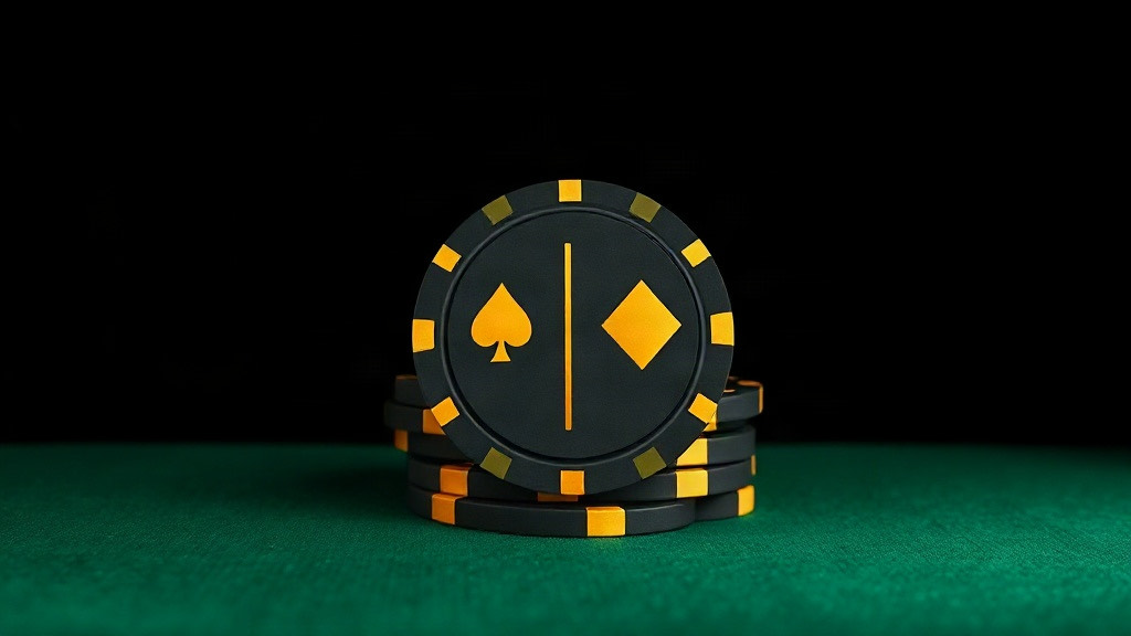 Gold spade and diamond split by a vertical line on a chip, illustrating early versus late surrender in blackjack