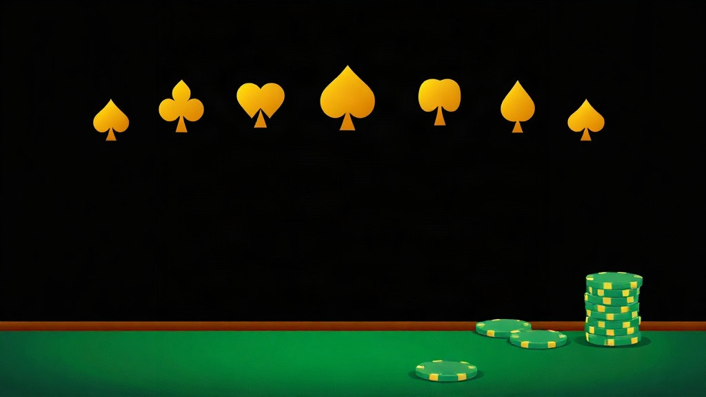 Gold suit symbols in an arc above the edge of a green table with a few chips, illustrating what each dealer upcard is worth to the player