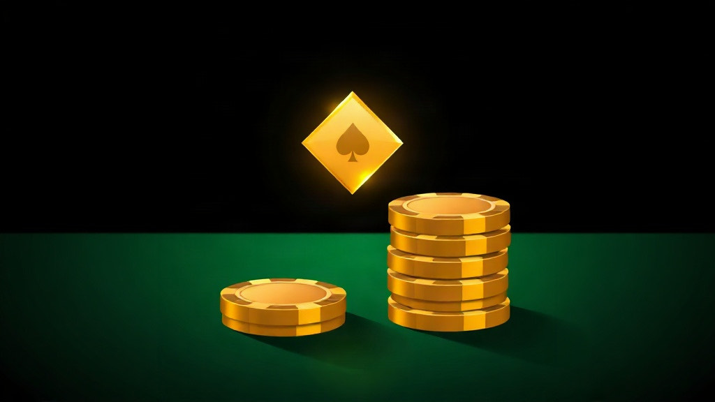 A short and a tall stack of gold chips beneath a glowing gold diamond on green felt, illustrating when to double hard 10 in blackjack