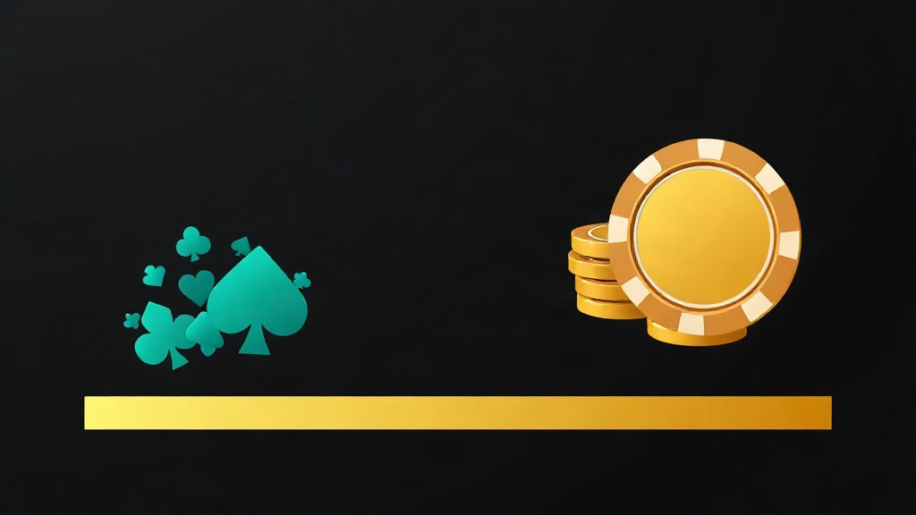 Small teal suit symbols balanced against a large gold chip, illustrating the Hi-Lo card counting tags