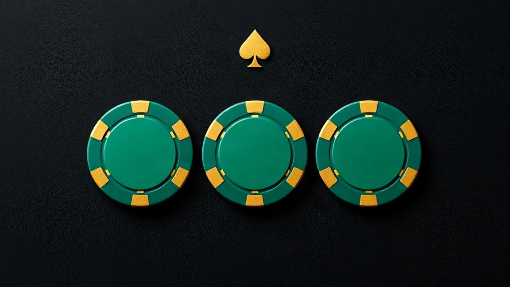 Three green chips in a row beneath a small gold spade, illustrating the roughly three cards a blackjack hand uses