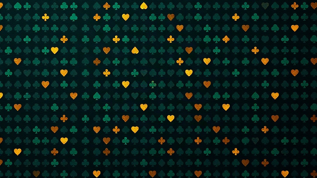 Dense mosaic of green card suit symbols with a scattered few glowing gold, illustrating how to memorize blackjack index numbers