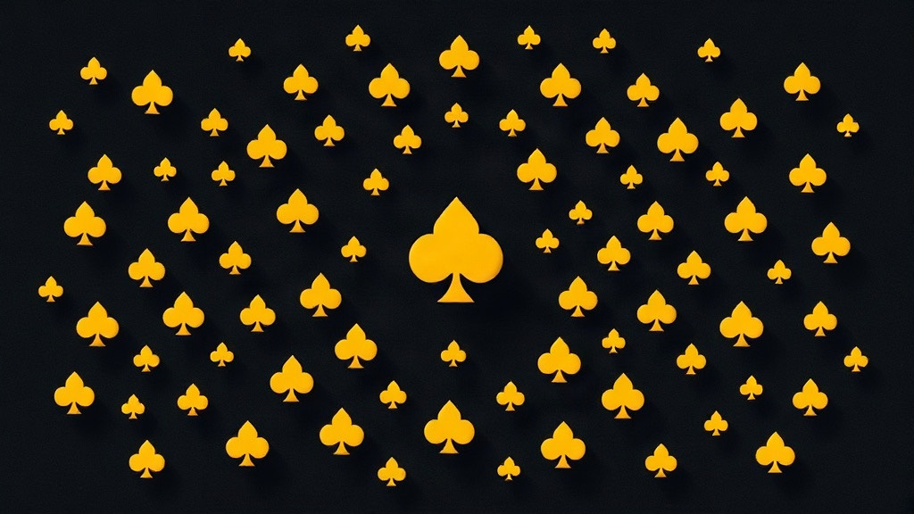 Grid of gold suit symbols around a large spade, illustrating the Illustrious 18 card counting deviations