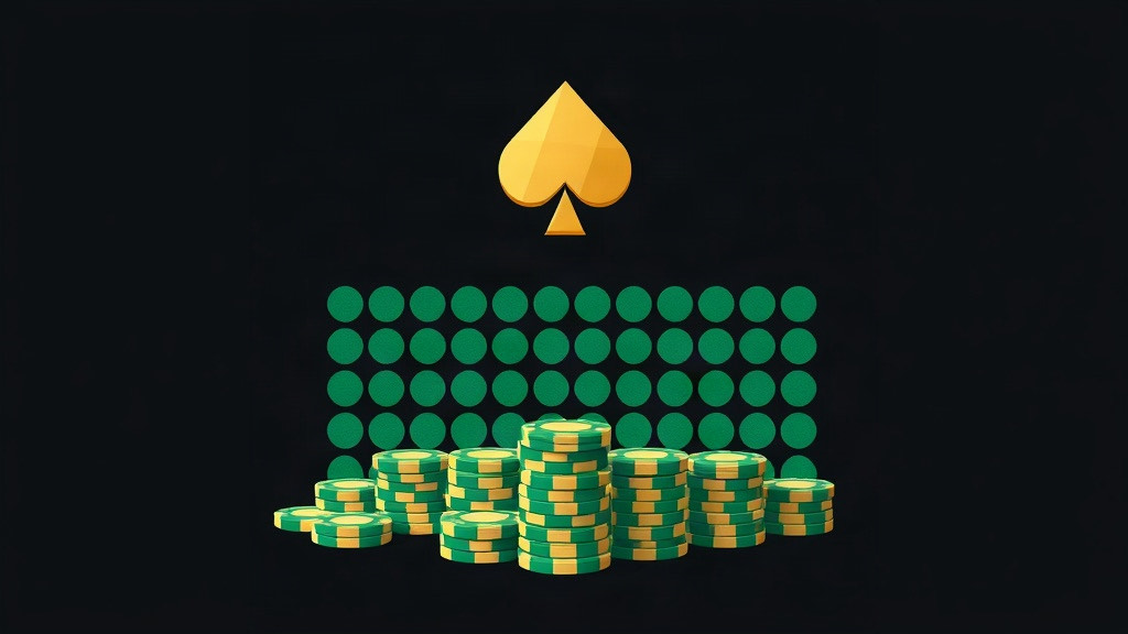 Gold spade above a green dot grid with rising chip stacks, illustrating blackjack index deviations driven by the count