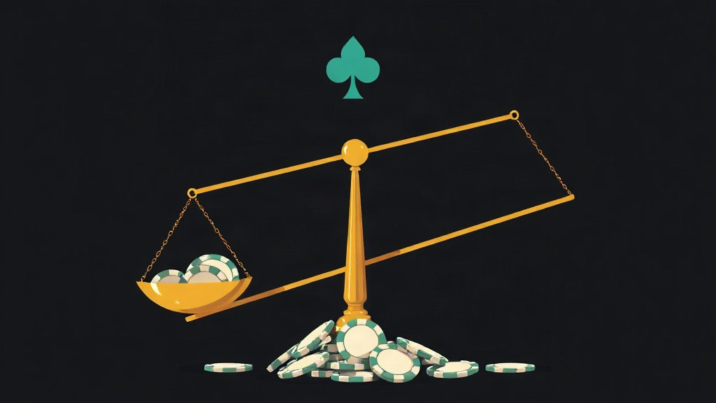 Tilted gold scale weighed down by poker chips, illustrating the unbalanced KO card counting system