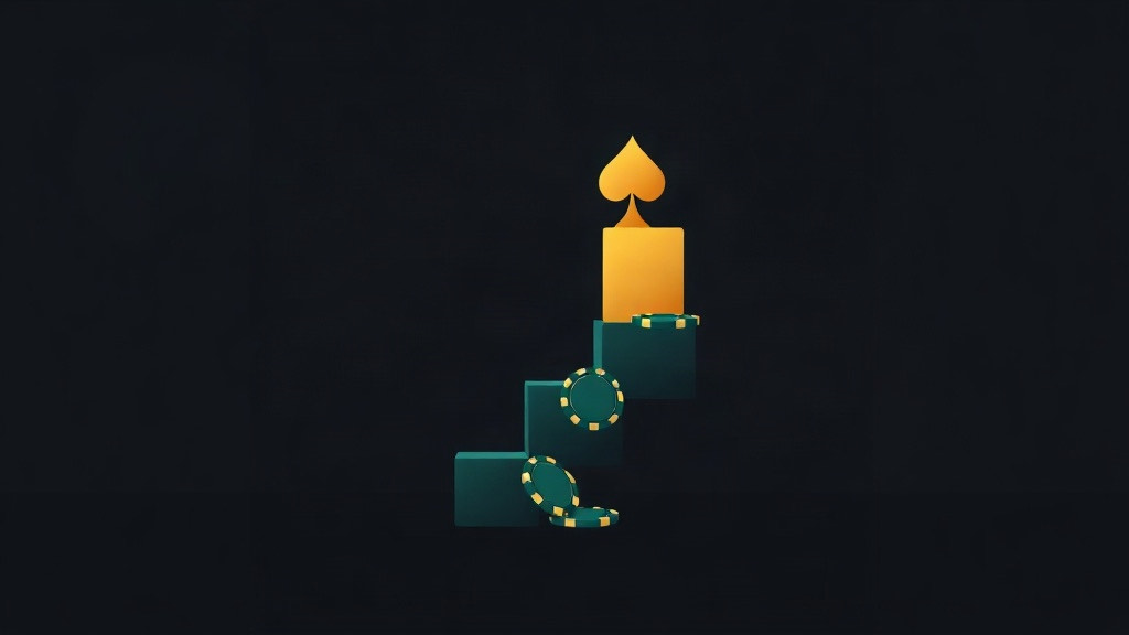 Gold spade climbing a staircase of green blocks with poker chips at the base, illustrating a beginner's path to learning blackjack