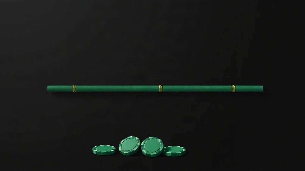 A long green bar with gold markers along it above four green chips, illustrating different cut card depths in a blackjack shoe