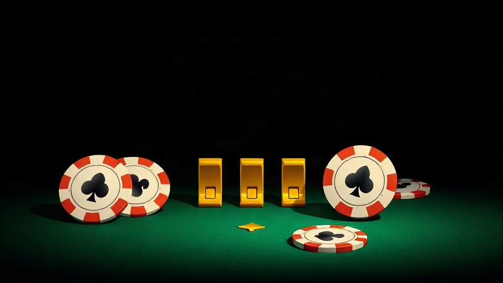 Three small gold switches on green felt between poker chips marked with club and spade symbols, illustrating practicing blackjack under a specific rule set