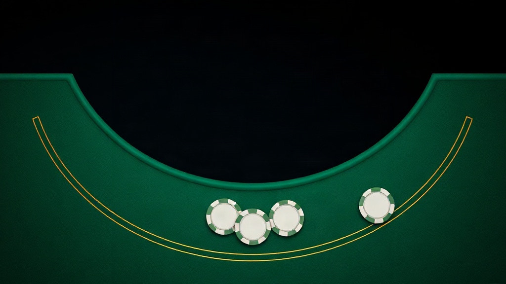 Green blackjack table arc with gold betting lines and plain chips, illustrating how to read the rules printed on the felt