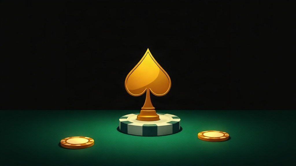 A gold spade standing on a poker chip between two gold chips on green felt, illustrating a drill for recognizing soft hands in blackjack