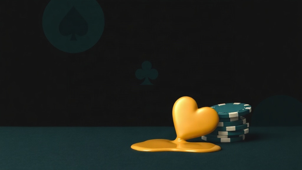 Soft gold heart melting beside teal chips, illustrating flexible soft hands in blackjack