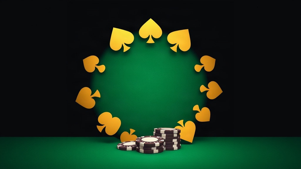 Ring of gold suit symbols with one gap where a symbol is missing, illustrating the removed tens in Spanish 21 blackjack