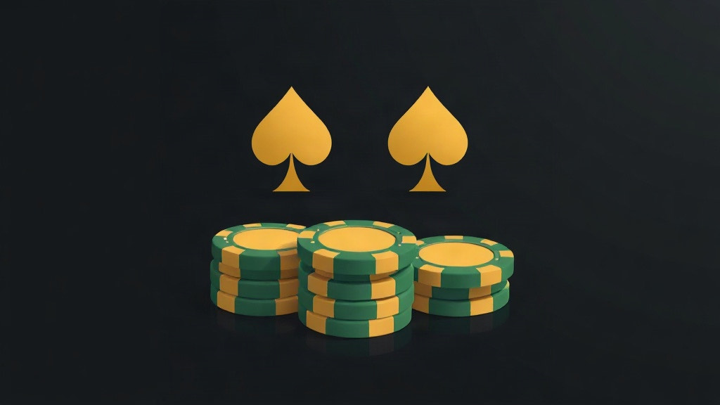 Two gold spades above stacks of green and gold chips, illustrating what happens to the two hands after a blackjack split