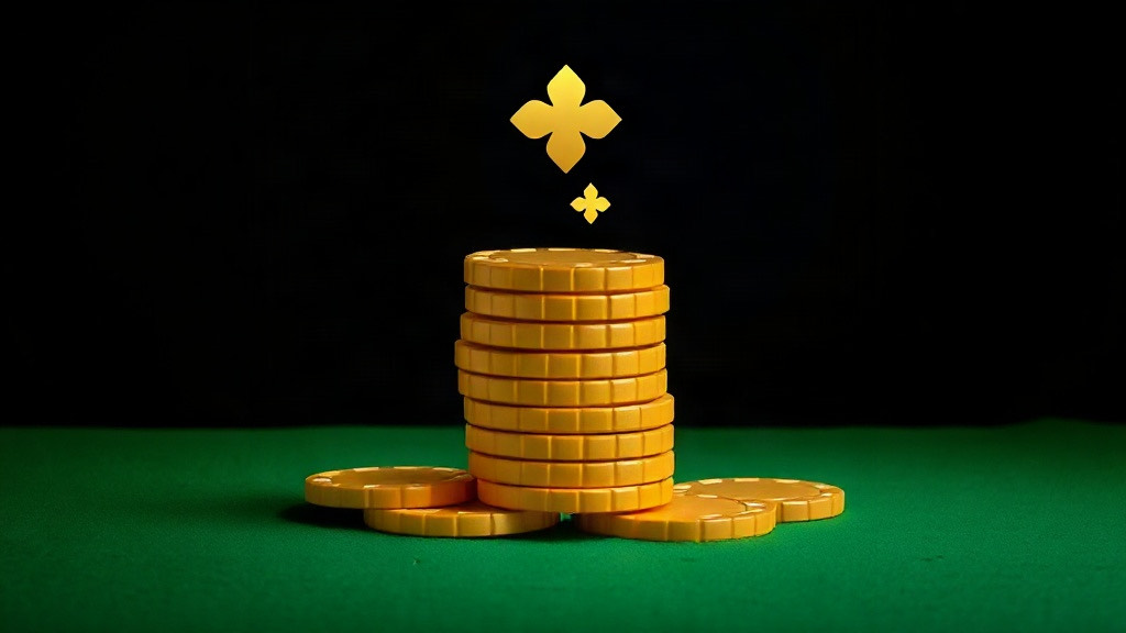 A stack of gold poker chips on green felt with loose chips at its base, illustrating when to split 4s and 6s in blackjack