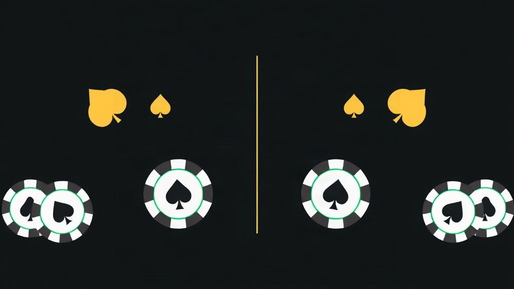Matching chips and spades mirrored across a gold line, illustrating splitting pairs in blackjack