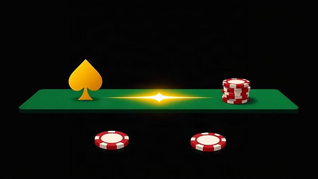Gold spade and red chip stack on a green felt strip with two chips below, illustrating splitting 2s and 3s in blackjack