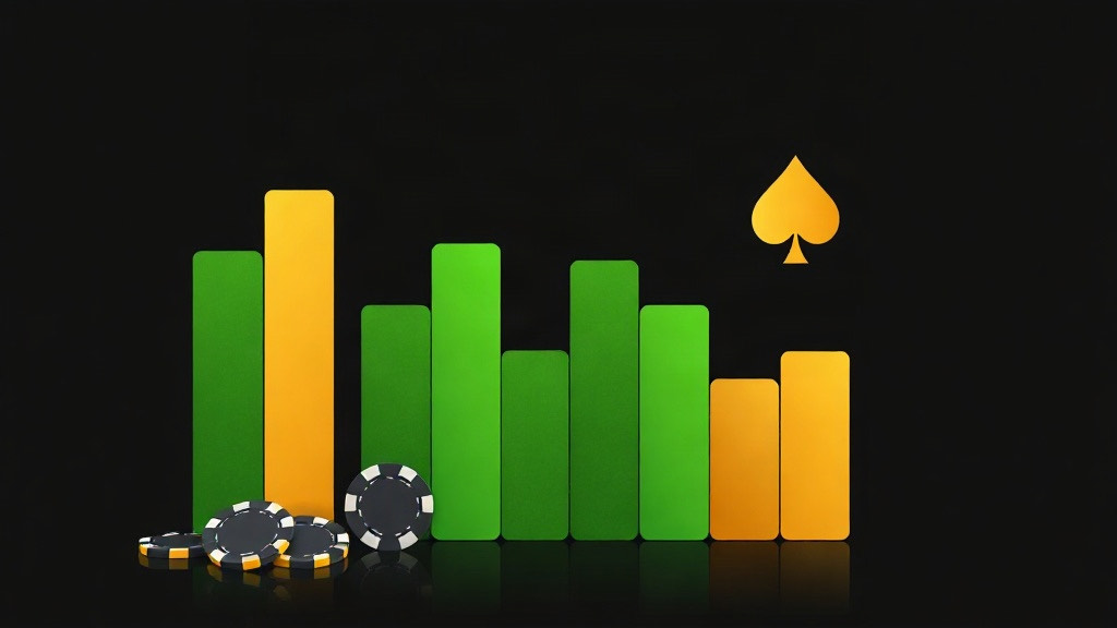 Green and gold bars of varied heights beside a gold spade and a few dark chips, illustrating how often each blackjack starting hand is dealt