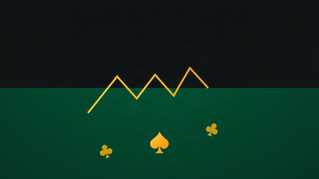 Jagged gold line wandering above a green felt band, illustrating winning and losing streaks in blackjack