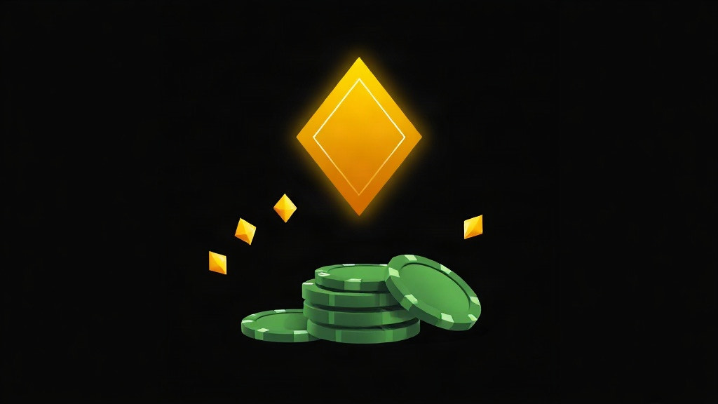 A glowing gold diamond above a small stack of green chips with smaller gold diamonds around it, illustrating Super Fun 21 rules