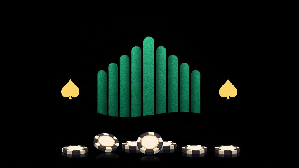 Green bars forming a bell shape, tallest in the middle, between two gold spades above a row of chips, illustrating how often each true count comes up