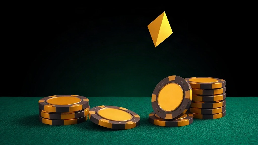 Chip stacks under a floating gold diamond, illustrating doubling down in blackjack