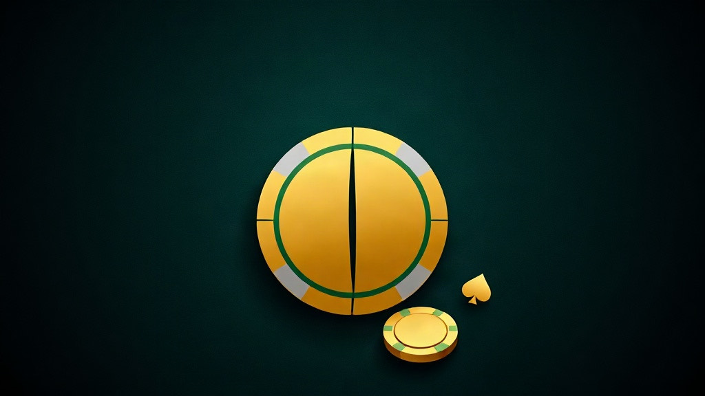 A gold chip split down the middle into two halves beside a smaller chip and a gold spade on dark felt, illustrating the Wong Halves card counting system
