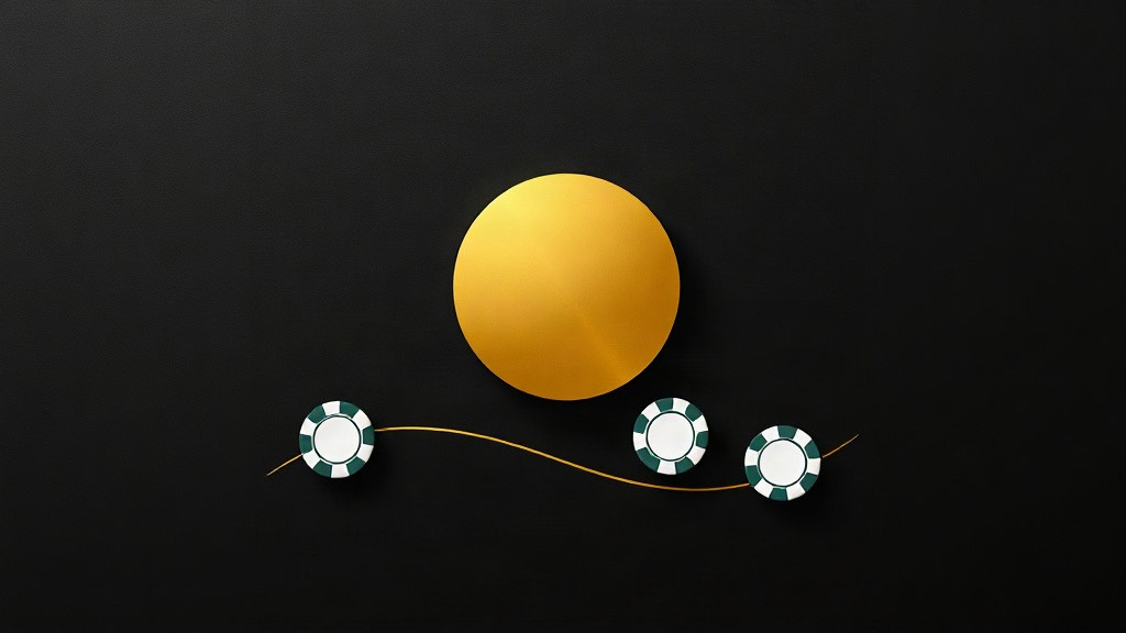 Gold circle above chips on a calm curve, illustrating the balanced Zen card counting system